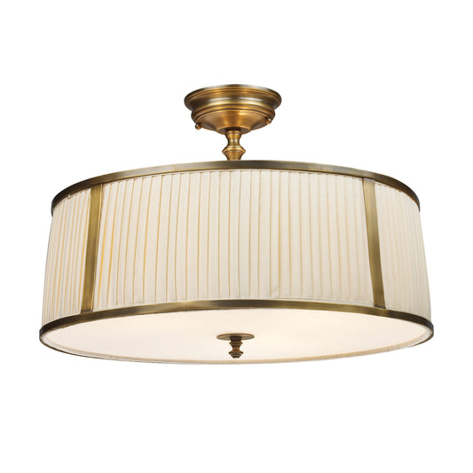 Williamsport 4-Light Semi Flush in Brass Patina with Cream Drum Shade