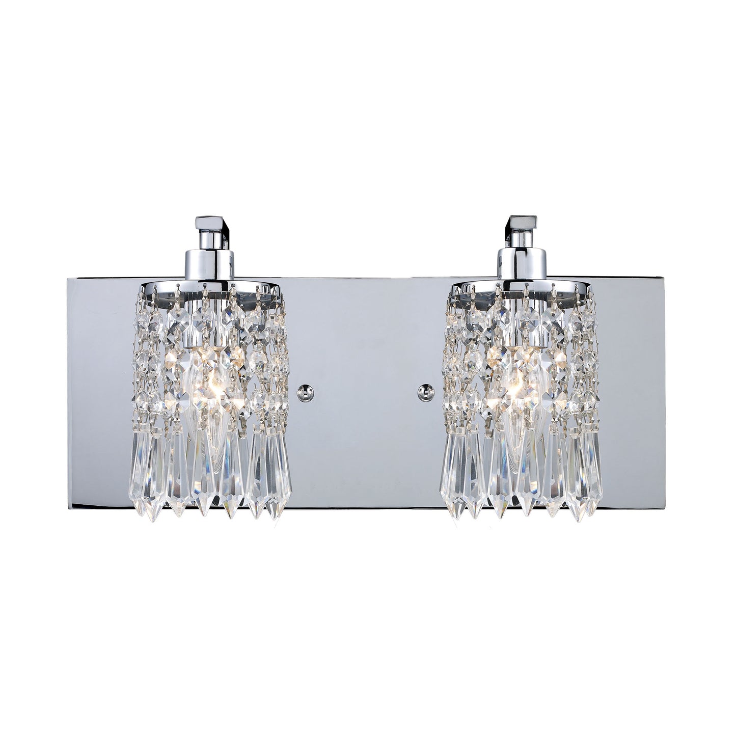 Optix 2-Light Vanity Sconce in Polished Chrome with Clear Crystal
