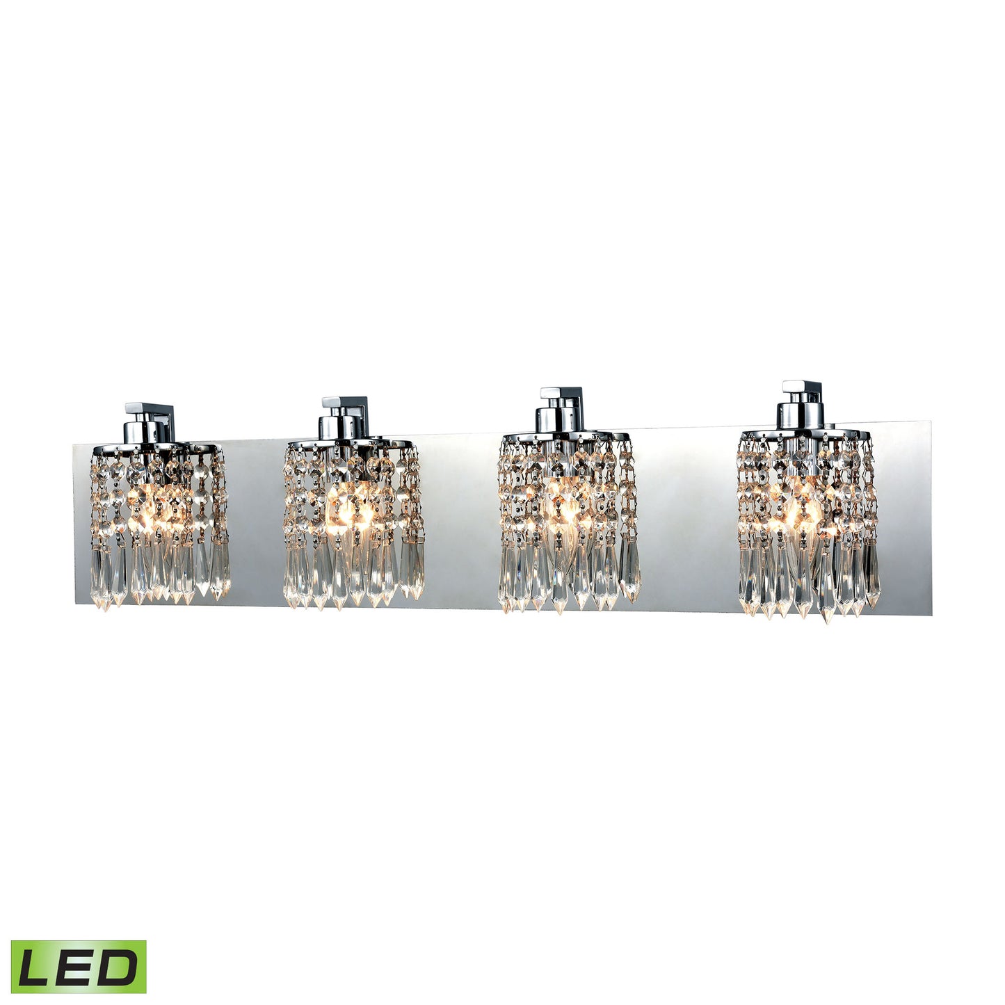 Optix 4-Light Vanity Sconce in Polished Chrome with Clear Crystal - Includes LED Bulbs