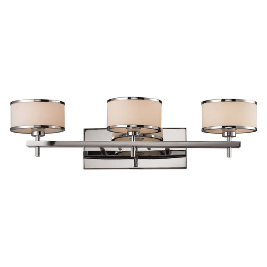 Utica 3-Light Vanity Lamp in Polished Chrome with White Blown Glass