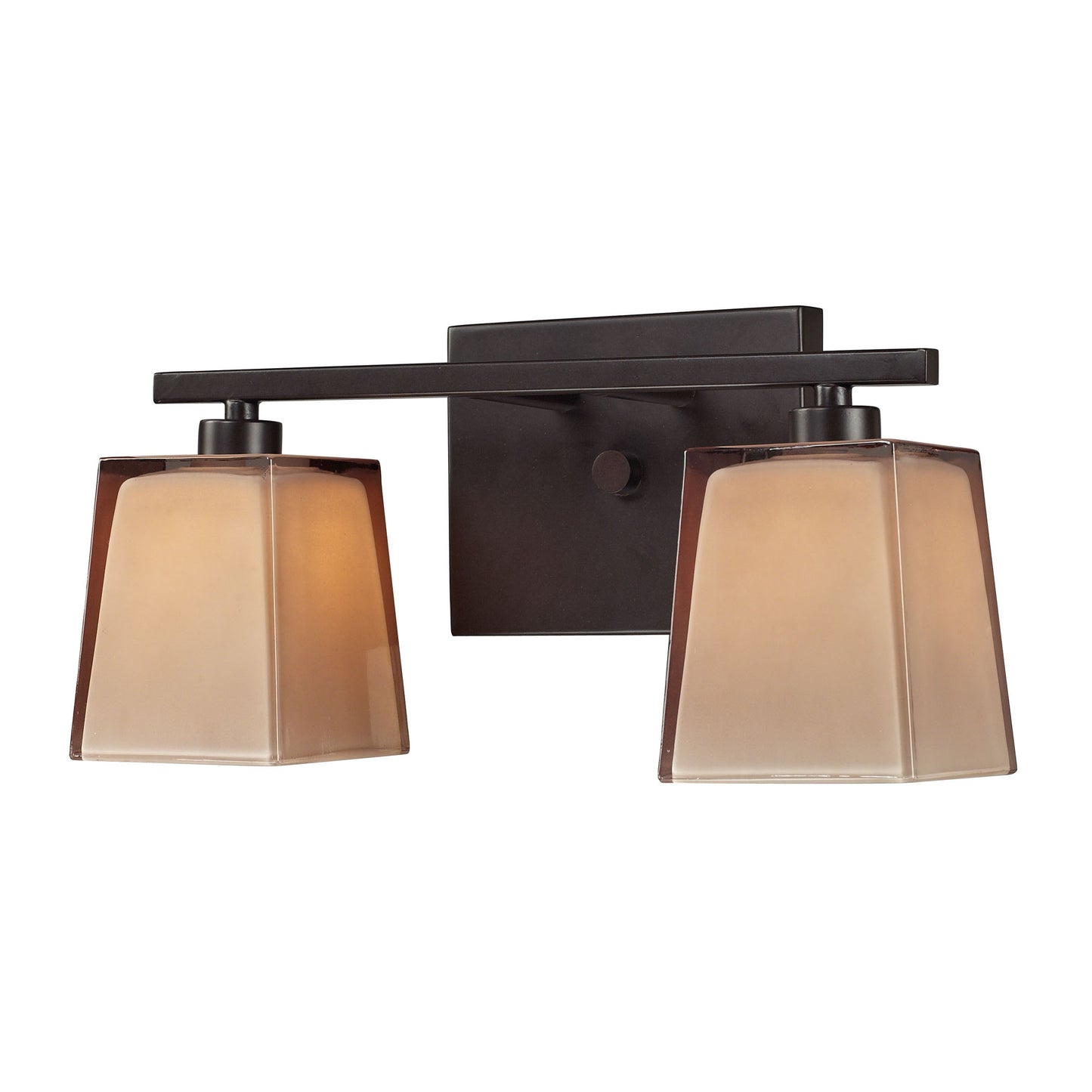 Serenity 2-Light Vanity Lamp in Oiled Bronze with Amber Glass