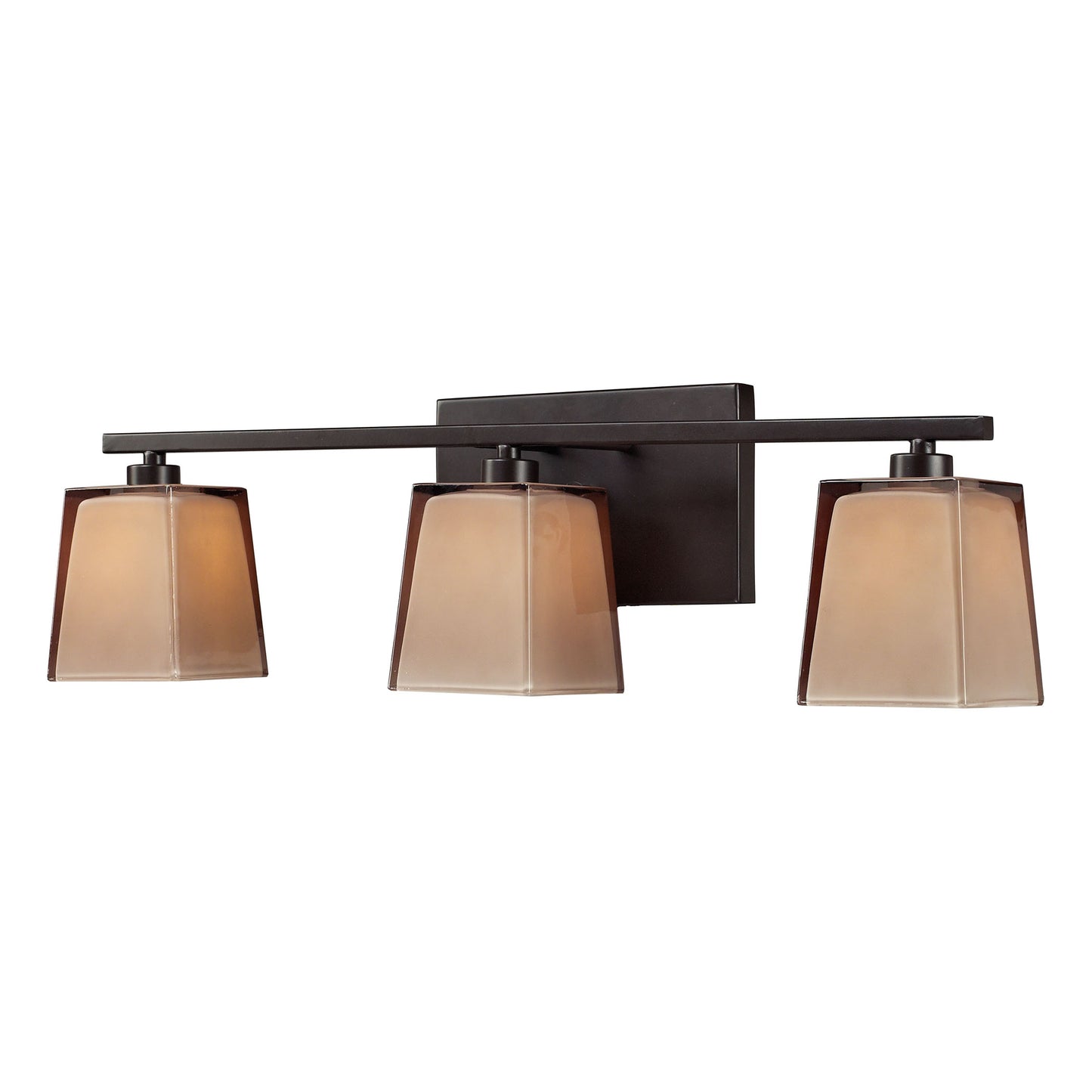 Serenity 3-Light Vanity Lamp in Oiled Bronze with Amber Glass