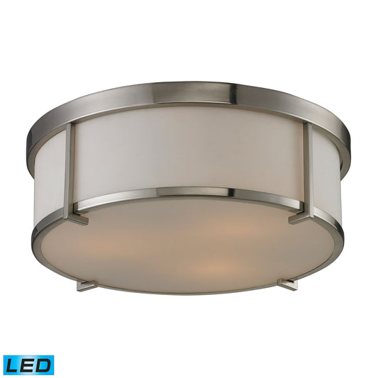 Flushmounts 3-Light Flush Mount in Brushed Nickel with Opal White Glass - Includes LED Bulbs