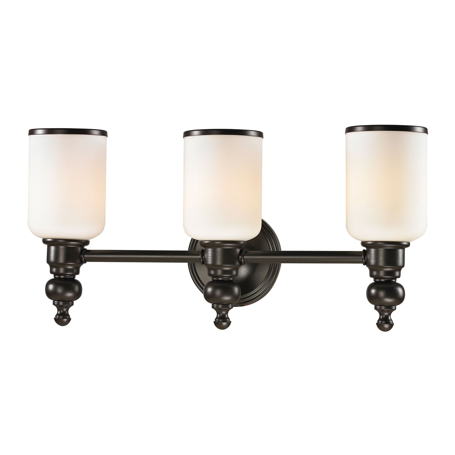 Bristol Way 3-Light Vanity Lamp in Oil Rubbed Bronze with Opal White Blown Glass
