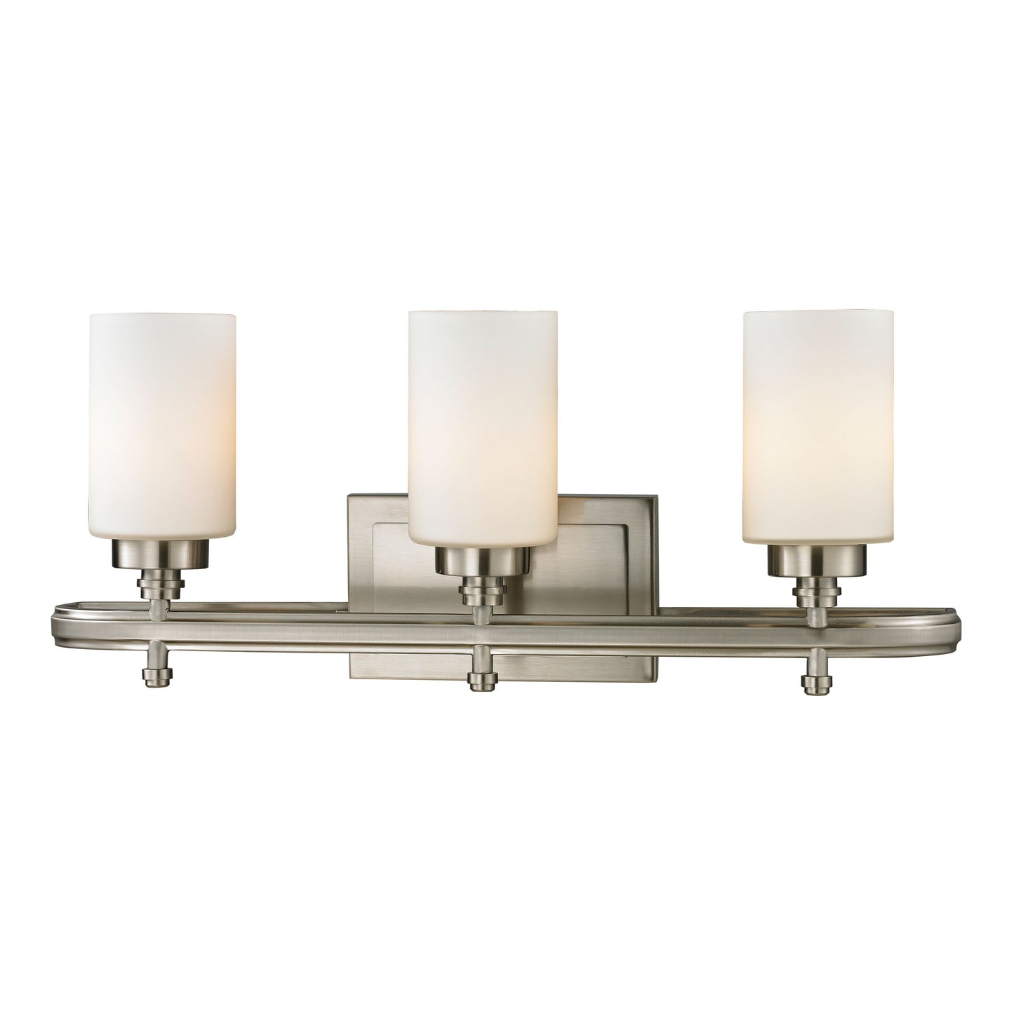 Dawson 3-Light Vanity Lamp in Brushed Nickel with White Glass