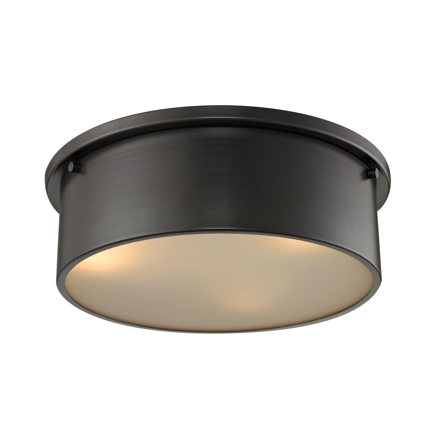 Simpson 3-Light Flush Mount in Oil Rubbed Bronze with Frosted White Diffuser