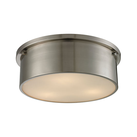 Simpson 3-Light Flush Mount in Brushed Nickel with Frosted White Diffuser