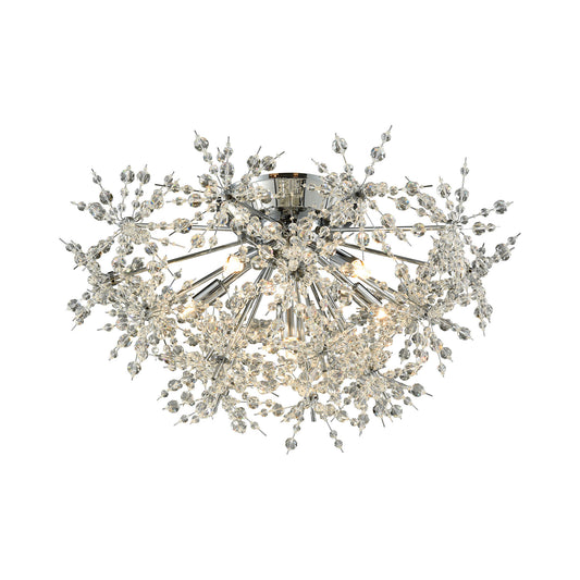 Snowburst 6-Light Semi Flush in Polished Chrome with Crystal