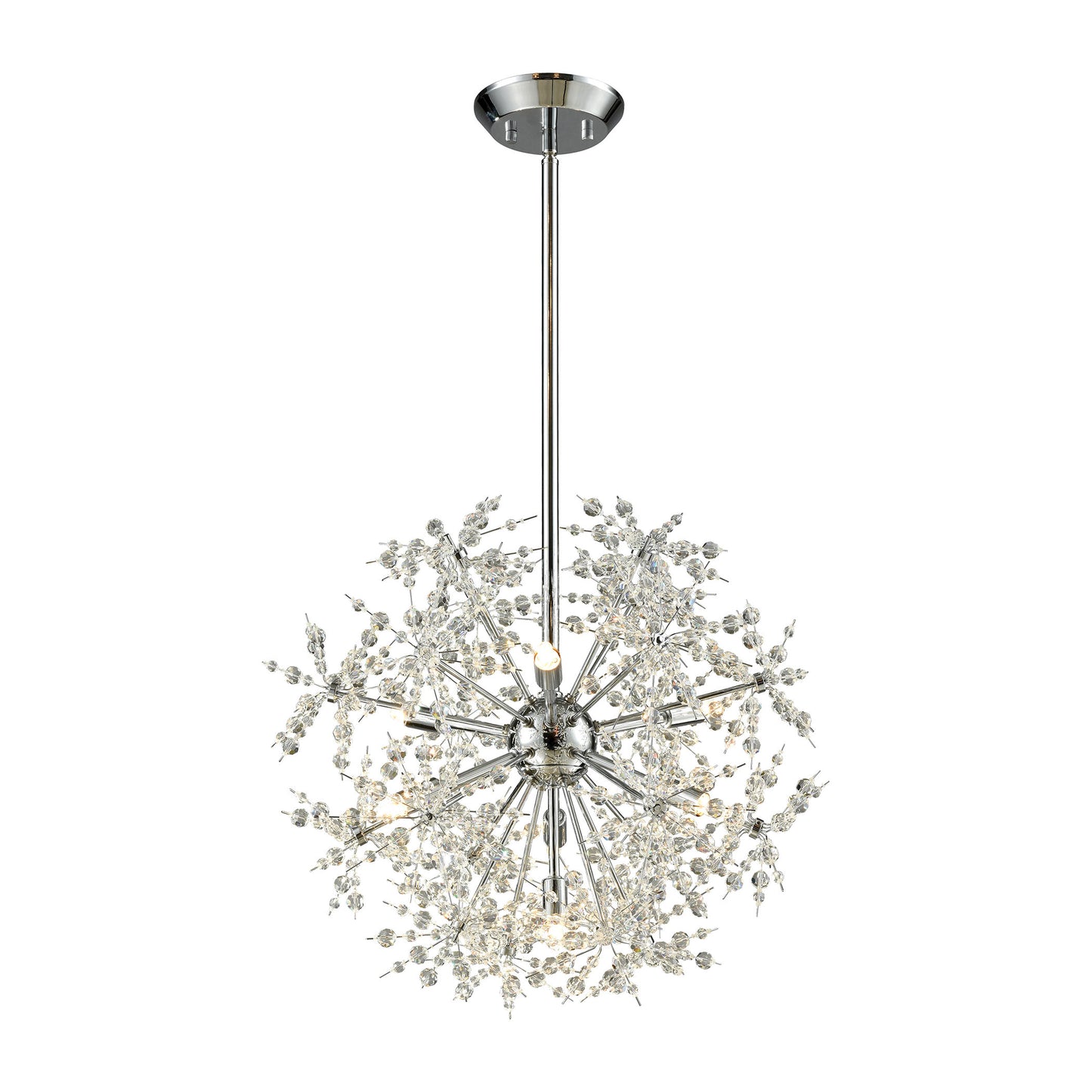 Snowburst 7-Light Chandelier in Polished Chrome with Crystal