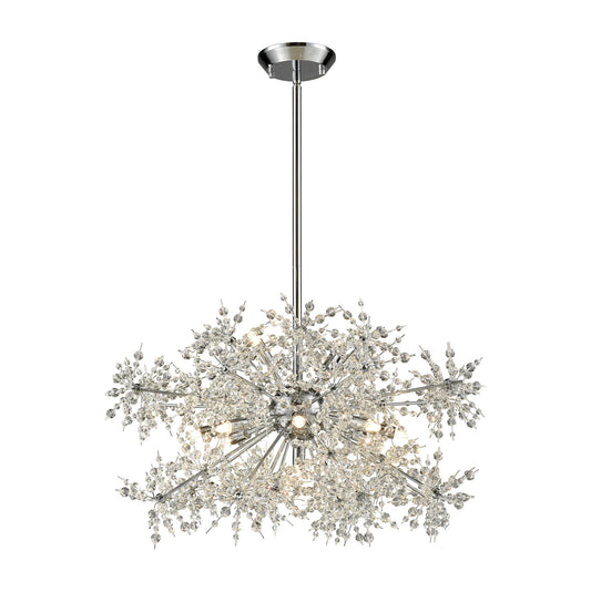 Snowburst 11-Light Chandelier in Polished Chrome with Crystal