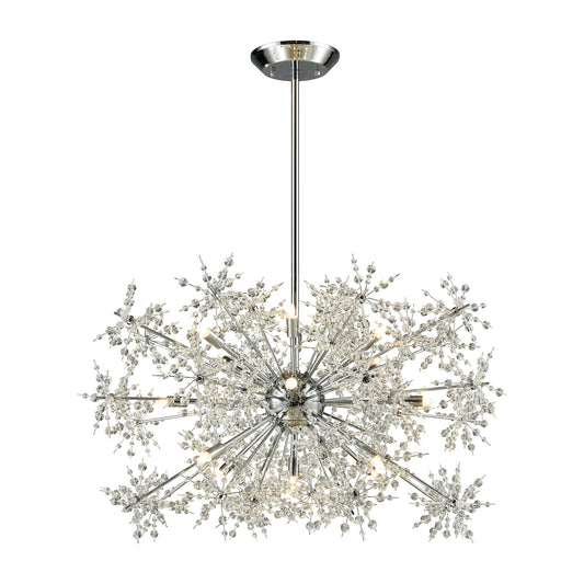 Snowburst 15-Light Chandelier in Polished Chrome with Crystal