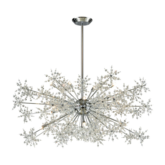 Snowburst 20-Light Chandelier in Polished Chrome with Crystal