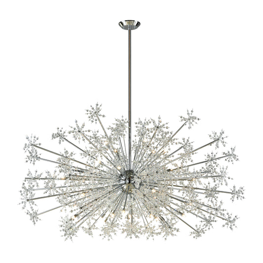 Snowburst 30-Light Chandelier in Polished Chrome with Crystal