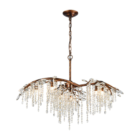 Elia 6-Light Chandelier in Spanish Bronze with Clear Crystal