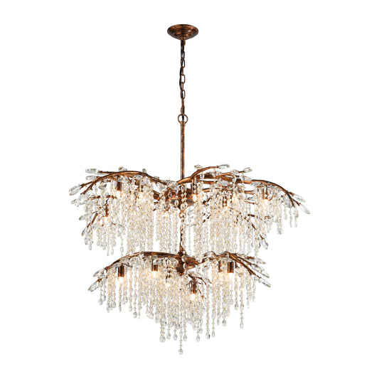 Elia 18-Light Chandelier in Spanish Bronze with Clear Crystal