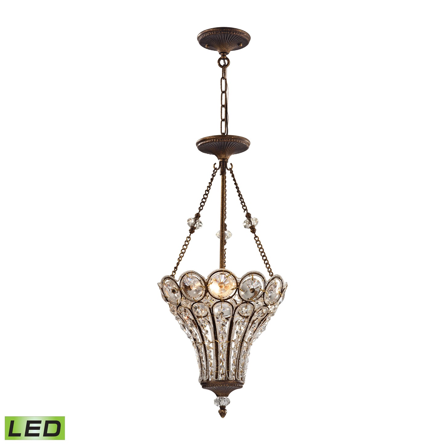 Christina 3-Light Chandelier in Mocha with Clear Crystal - Includes LED Bulbs