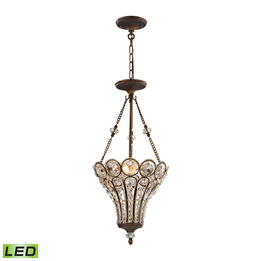 Christina 3-Light Chandelier in Mocha with Clear Crystal - Includes LED Bulbs
