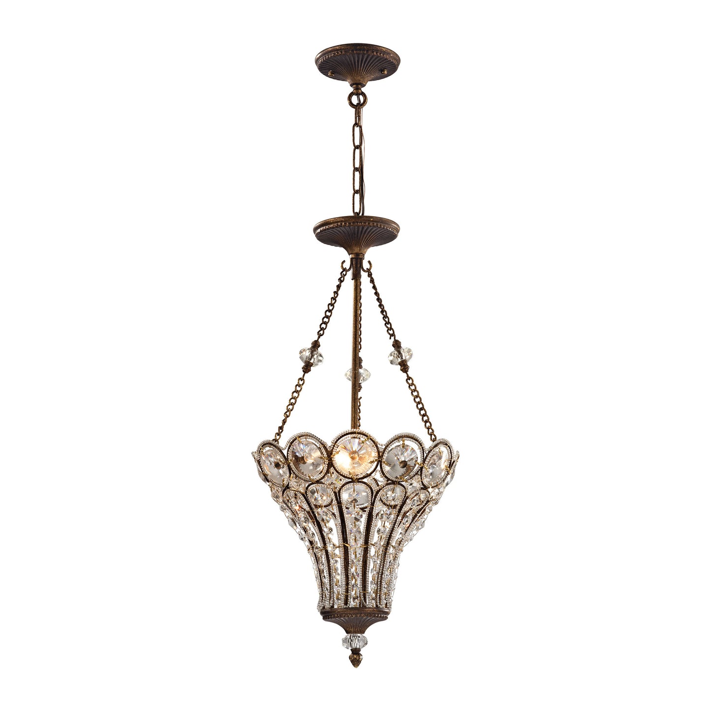 Christina 3-Light Chandelier in Mocha with Clear Crystal