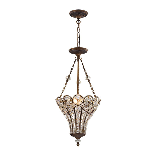 Christina 3-Light Chandelier in Mocha with Clear Crystal