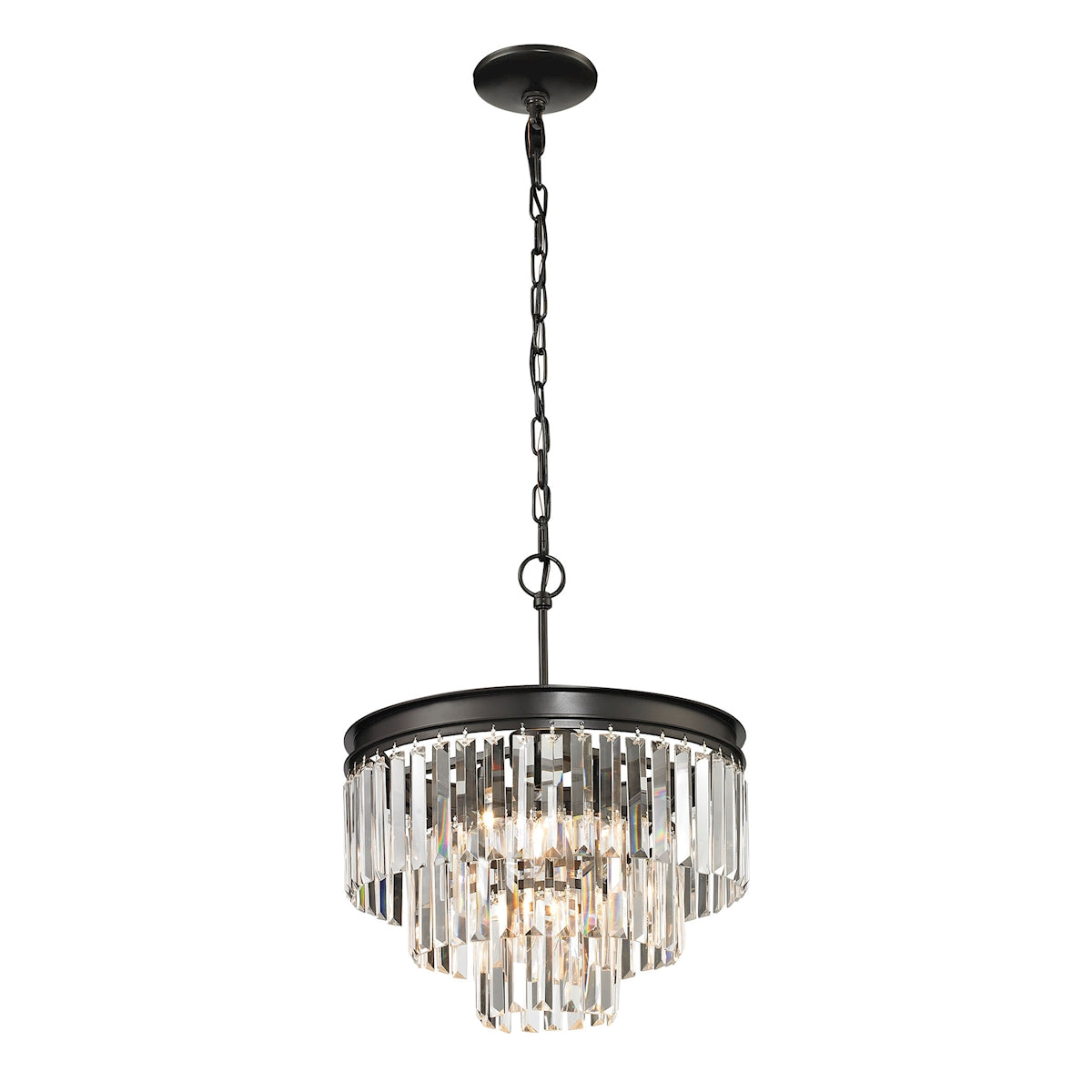 Palacial 3+1-Light Chandelier in Oil Rubbed Bronze with Clear Crystal