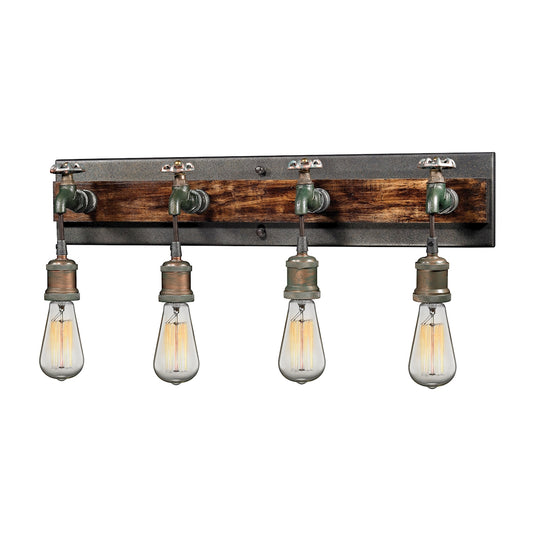 Jonas 4-Light Vanity Lamp in Multi-Tone Weathered with Faucet Motif