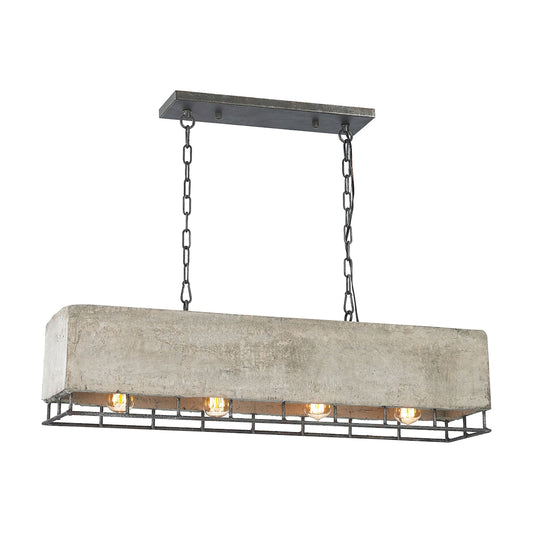 Brocca 4-Light Chandelier in Silverdust Iron with Concrete and Metal Shade