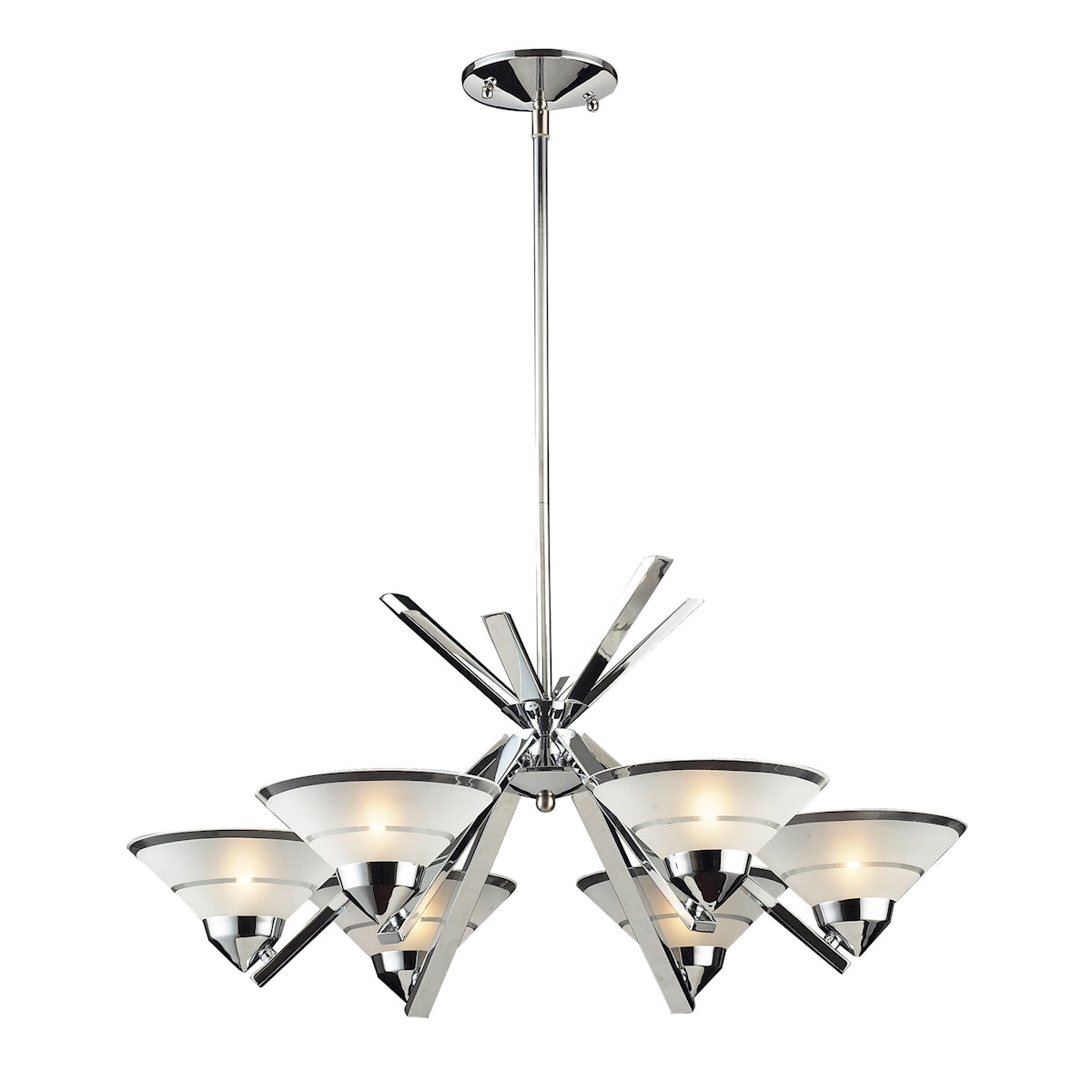 Refraction 6-Light Chandelier in Polished Chrome with Satin Glass