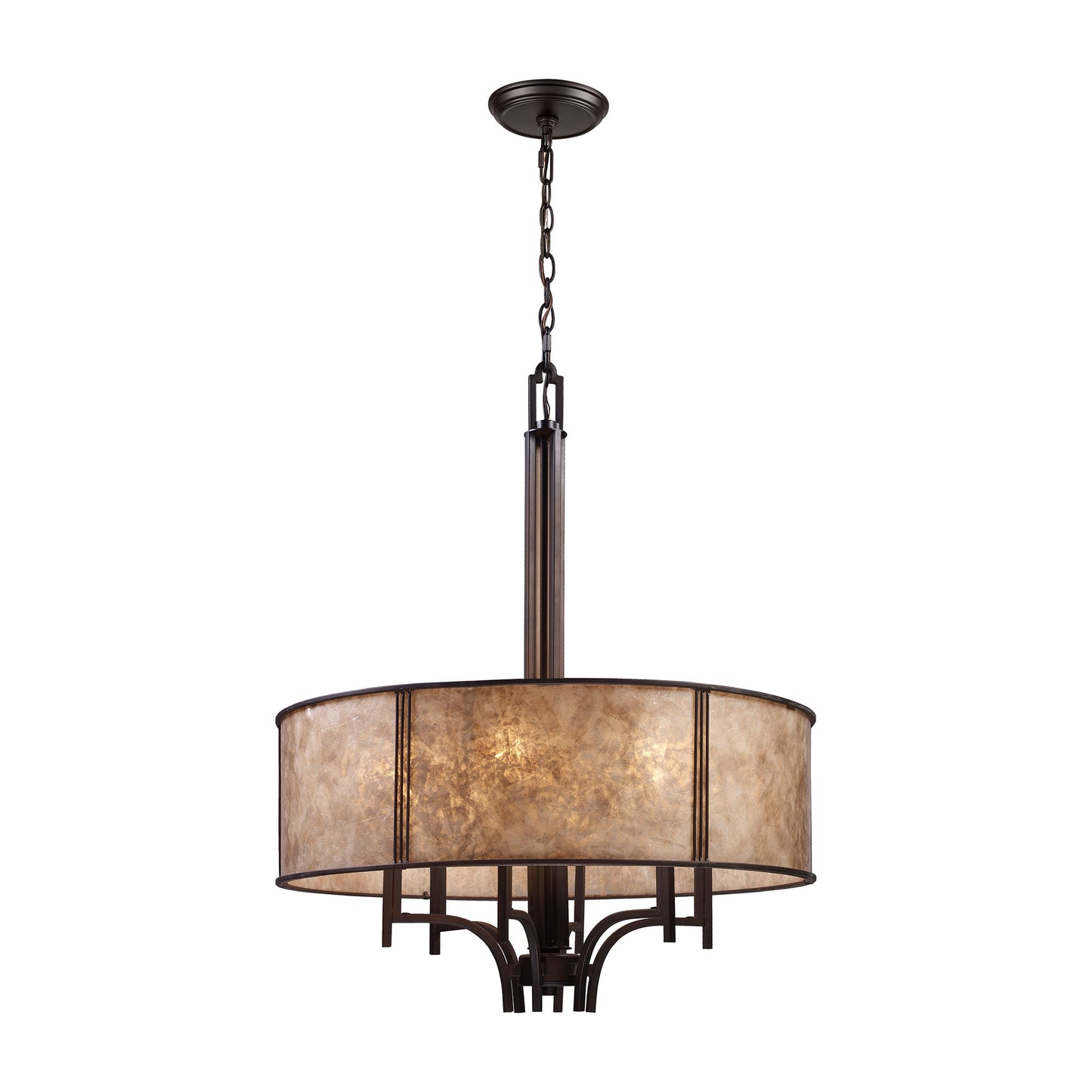 Barringer 6-Light Chandelier in Aged Bronze with Tan Mica Shade