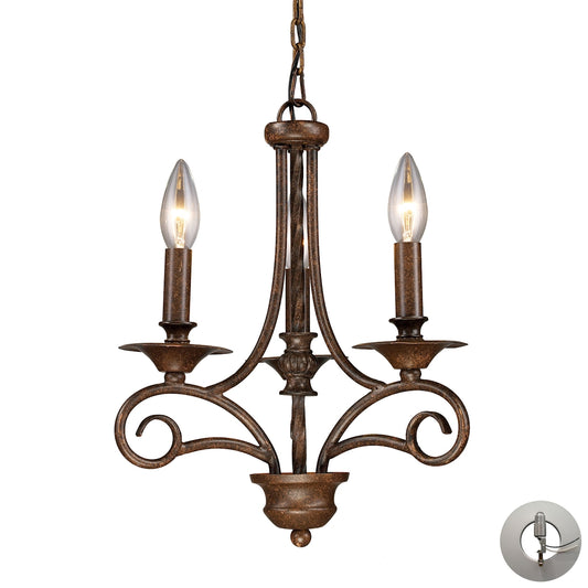 Gloucester 3-Light Chandelier in Antique Bronze - Includes Adapter Kit