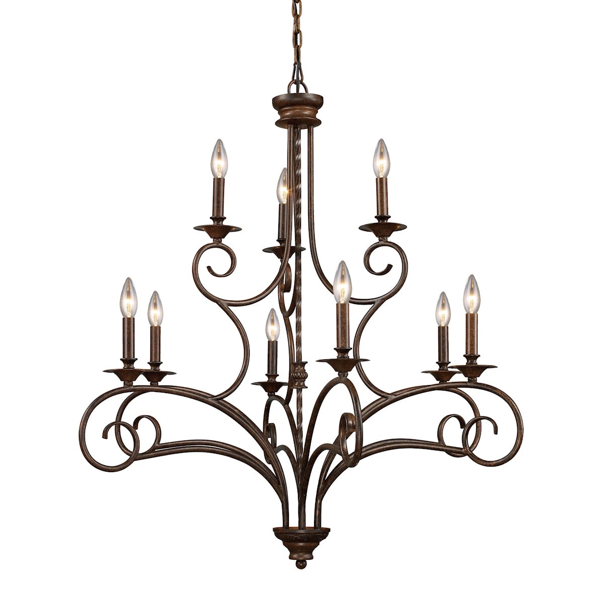 Gloucester 6+3-Light Chandelier in Weathered Bronze