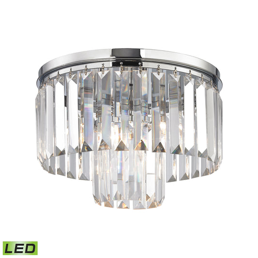 Palacial 1-Light Flush Mount in Polished Chrome with Clear Crystal - Includes LED Bulb