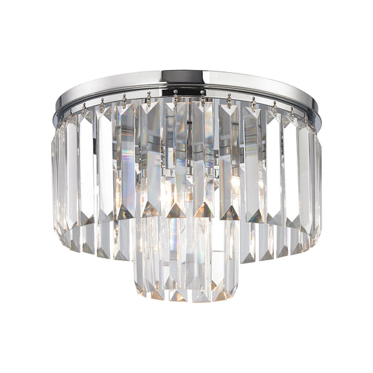 Palacial 1-Light Flush Mount in Polished Chrome with Clear Crystal