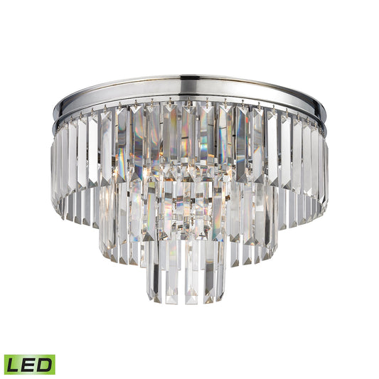 Palacial 3-Light Semi Flush in Polished Chrome with Clear Crystal - Includes LED Bulbs