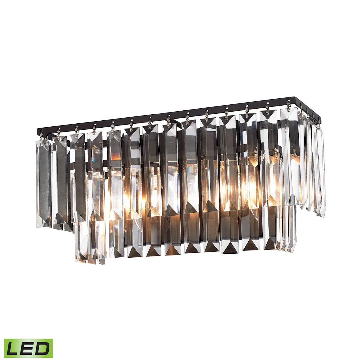 Palacial 2-Light Vanity Sconce in Oil Rubbed Bronze with Clear Crystal - Includes LED Bulbs