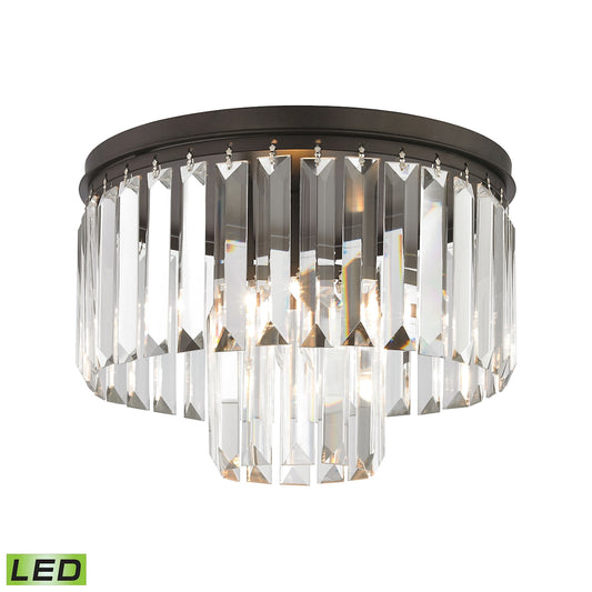 Palacial 1-Light Semi Flush in Oil Rubbed Bronze with Clear Crystal - Includes LED Bulb