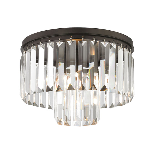 Palacial 1-Light Semi Flush in Oil Rubbed Bronze with Clear Crystal