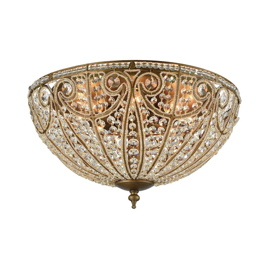 Elizabethan 8-Light Flush Mount in Dark Bronze with Clear Crystal