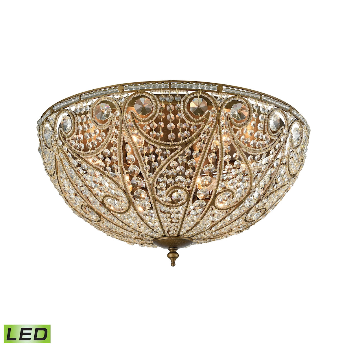 Elizabethan 10-Light Flush Mount in Dark Bronze with Clear Crystal - Includes LED Bulbs