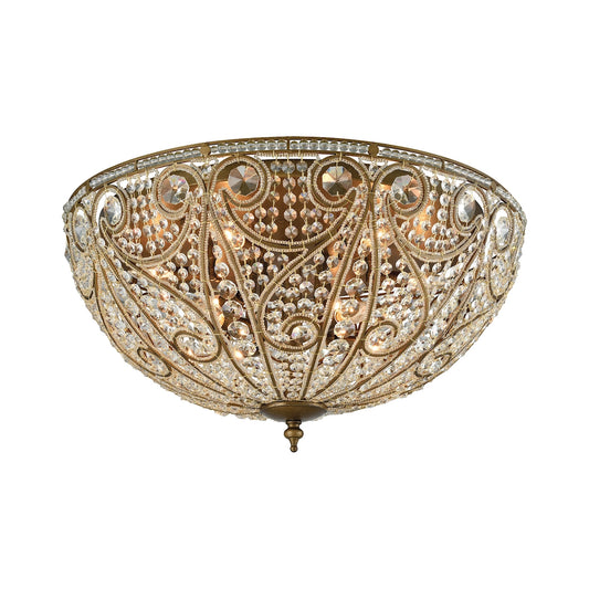 Elizabethan 10-Light Flush Mount in Dark Bronze with Clear Crystal