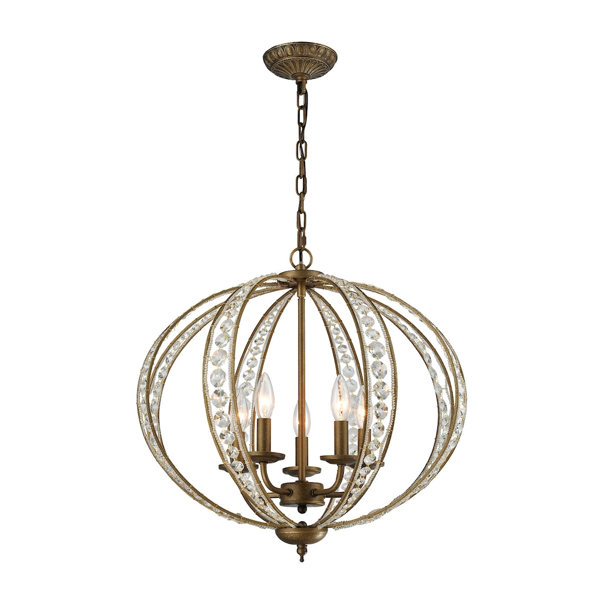 Elizabethan 5-Light Chandelier in Dark Bronze with Clear Crystal