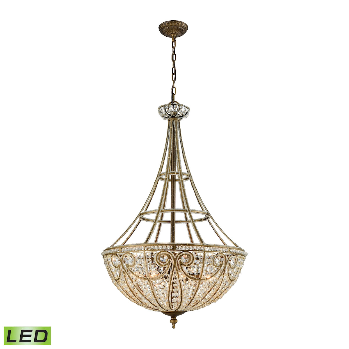 Elizabethan 8-Light Chandelier in Dark Bronze with Clear Crystal - Includes LED Bulbs