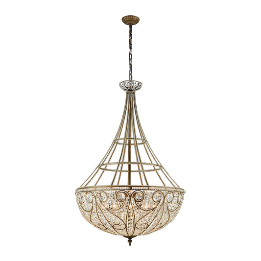 Elizabethan 10-Light Chandelier in Dark Bronze with Clear Crystal