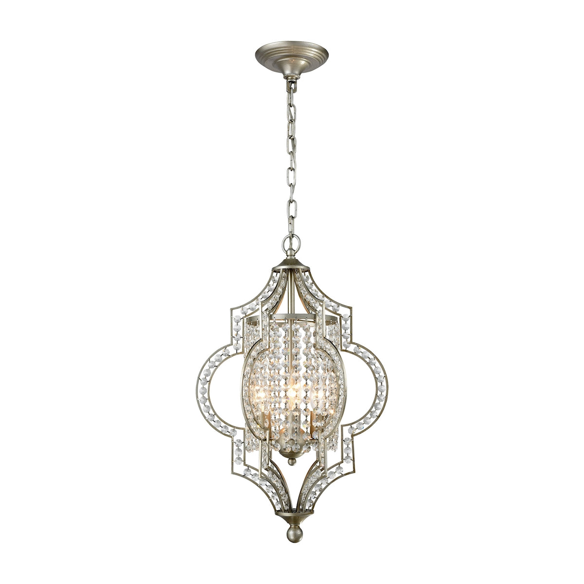 Gabrielle 3-Light Chandelier in Aged Silver with Clear Crystal