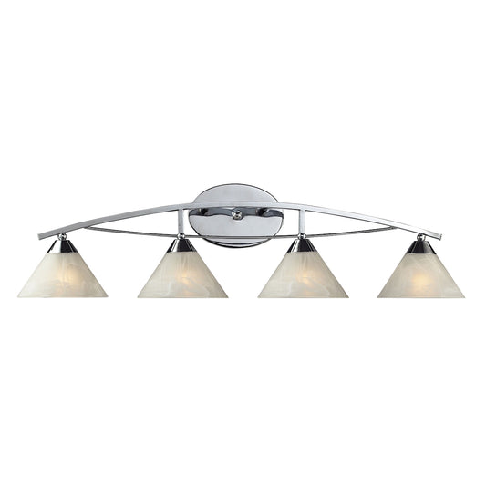 Elysburg 4-Light Vanity Lamp in Polished Chrome with White Marbleized Glass