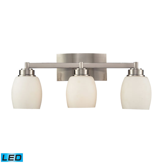 Northport 3-Light Vanity Lamp in Satin Nickel with Opal Glass - Includes LED Bulbs