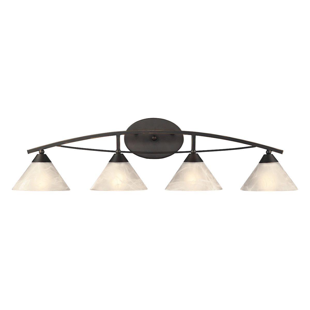 Elysburg 4-Light Vanity Lamp in Oil Rubbed Bronze with White Marbleized Glass