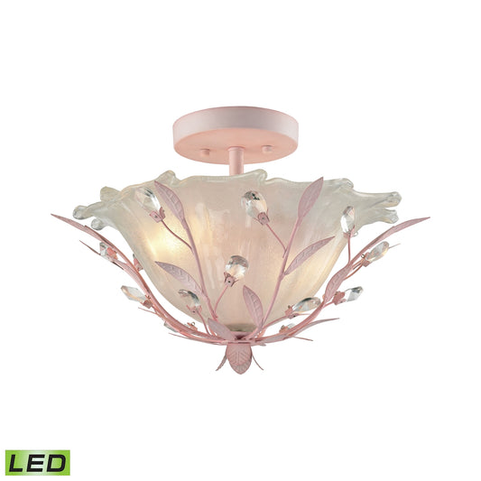 Circeo 2-Light Semi Flush in Light Pink with Frosted Hand-formed Glass - Includes LED Bulbs