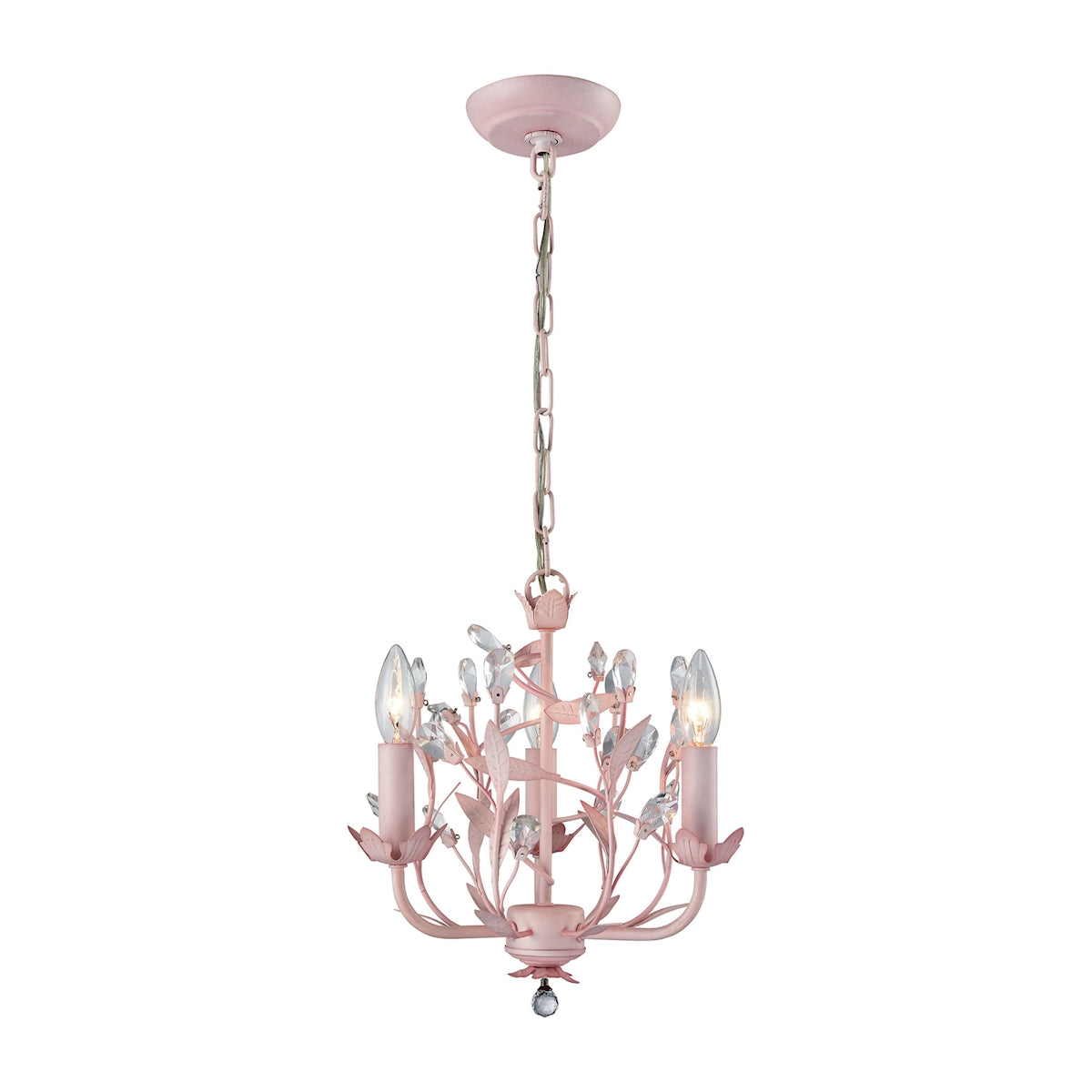 Circeo 3-Light Chandelier in Light Pink with Crystal