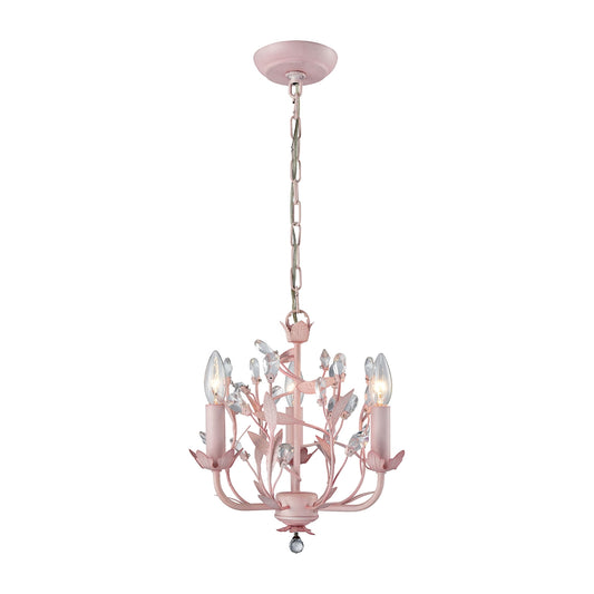 Circeo 3-Light Chandelier in Light Pink with Crystal