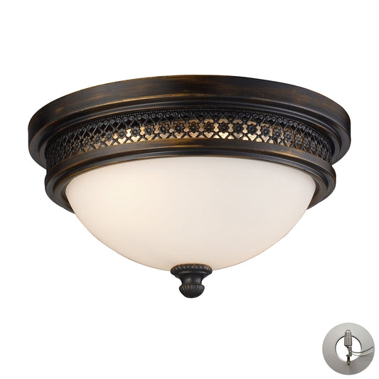 Flushmounts 2-Light Flush Mount in Deep Rust with Opal White Glass - Includes Adapter Kit